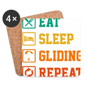 Eat Sleep Gliding Repeat Paragliding Parachute Par - Untersetzer (4er-Set) - Weiß - Vorne