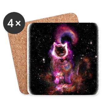 le trou noir connu sous le nom de votre chat (TILE) - Dessous de verre (lot de 4) - blanc - Devant
