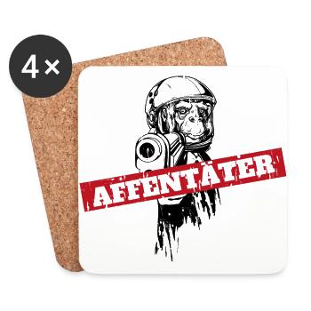 Affe mit Waffe und zielt - Untersetzer (4er-Set) - Weiß - Vorne