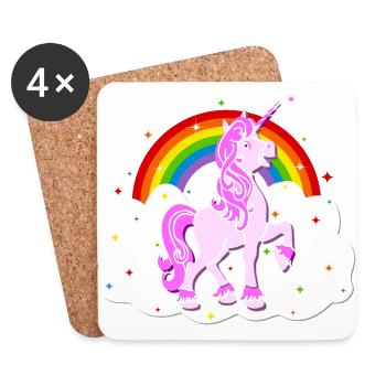 Einhorn Regenbogen Sterne Wolke Unicorn - Untersetzer (4er-Set) - Weiß - Vorne