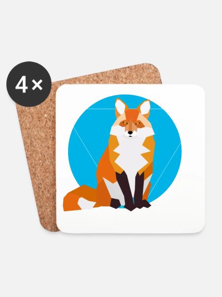 Geometric Fox - Untersetzer (4er-Set) - Weiß