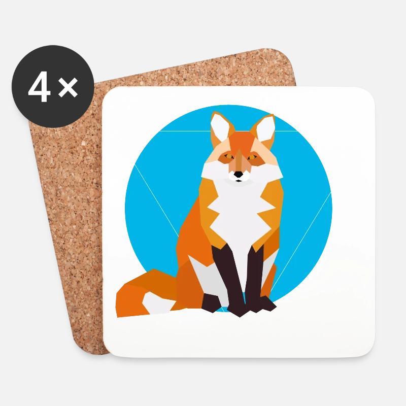 Geometric Fox - Coasters (set of 4) - white
