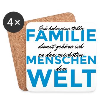 Ich habe eine tolle Familie... - Untersetzer (4er-Set) - Weiß - Vorne
