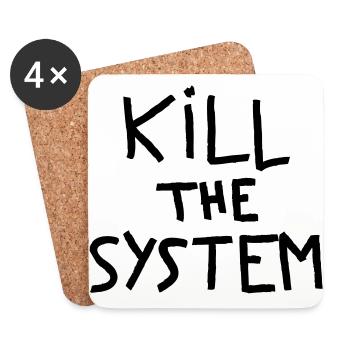 kill the system - Dessous de verre (lot de 4) - blanc - Devant