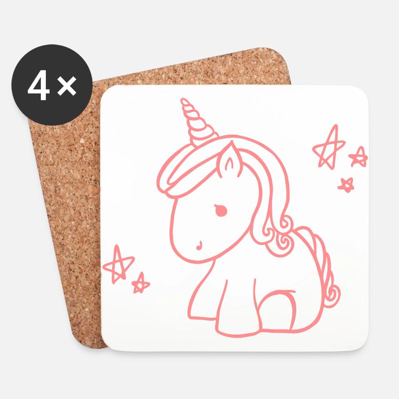 Einhorn - Untersetzer (4er-Set) - Weiß