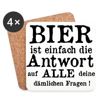 Bier hat alle Antworten - Untersetzer (4er-Set) - Weiß - Vorne
