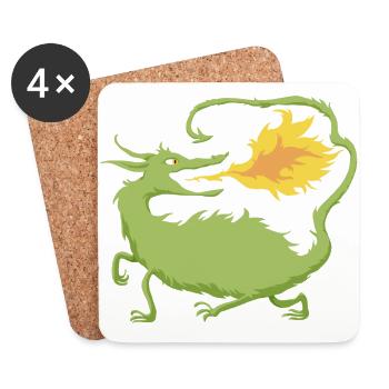 Feuerdrache - Untersetzer (4er-Set) - Weiß - Vorne