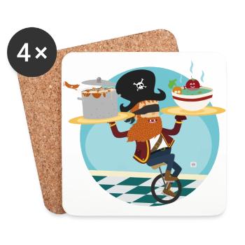 pirate miam - Dessous de verre (lot de 4) - blanc - Devant