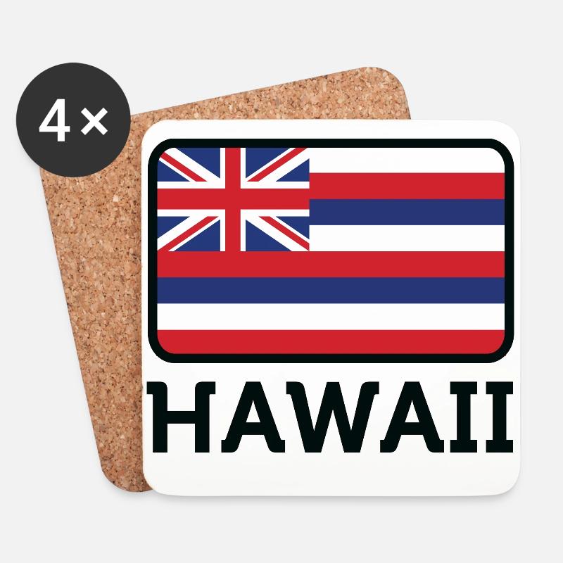 Nationalflagge von Hawaii - Untersetzer (4er-Set) - Weiß
