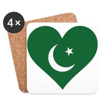 Un coeur pour le Pakistan - Dessous de verre (lot de 4) - blanc - Devant