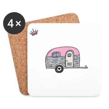 Camping Queen - Untersetzer (4er-Set) - Weiß - Vorne