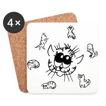 Sun from incredibly cute cats - Coasters (set of 4) - white - Front