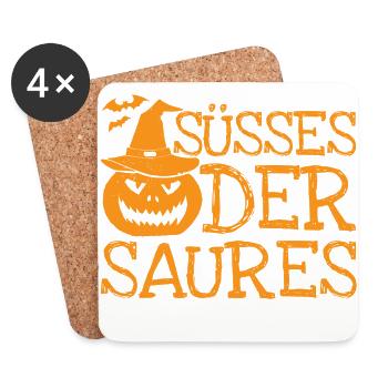 Gruseliges Halloween Kostüm Shirt Süßes Saures 1 - Untersetzer (4er-Set) - Weiß - Vorne