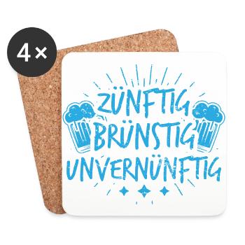 Lustiges Dirndl Kostüm Shirt Zünftig b - Untersetzer (4er-Set) - Weiß - Vorne
