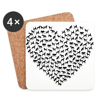 COEUR CHIENS. CHIEN PET Les chiens aiment CHIEN - Dessous de verre (lot de 4) - blanc - Devant