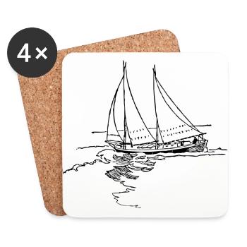 bateau, barge u yacht voilier voilier bateau - Dessous de verre (lot de 4) - blanc - Devant