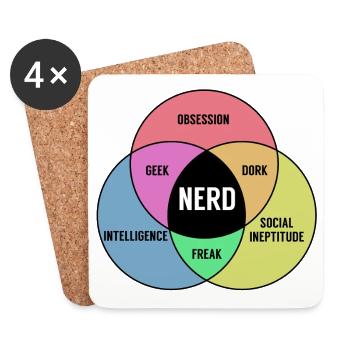 T-Shirt Geschenk Idee Weihnachten Lustig Nerd - Untersetzer (4er-Set) - Weiß - Vorne