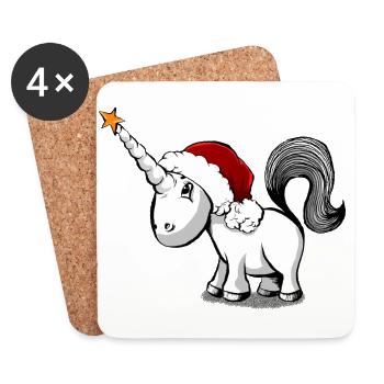 Unicorn Christmas - Coasters (set of 4) - white - Front