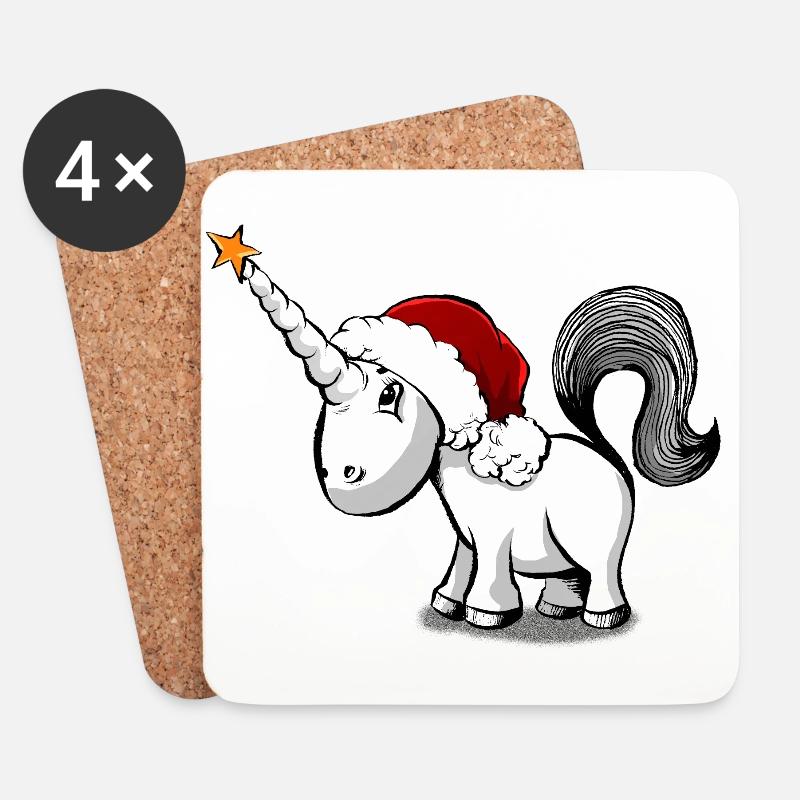Einhorn Weihnmachten - Untersetzer (4er-Set) - Weiß