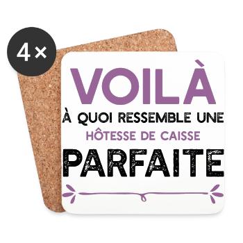 Une Hôtesse de caisse parfaite cadeau - Dessous de verre (lot de 4) - blanc - Devant
