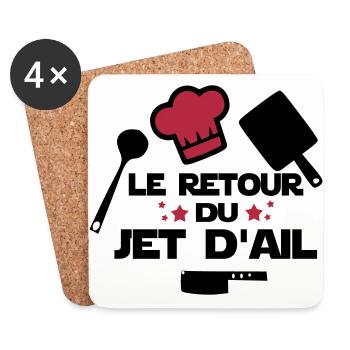 le retour du jet d'ail,citations,chef,cuisine - Dessous de verre (lot de 4) - blanc - Devant