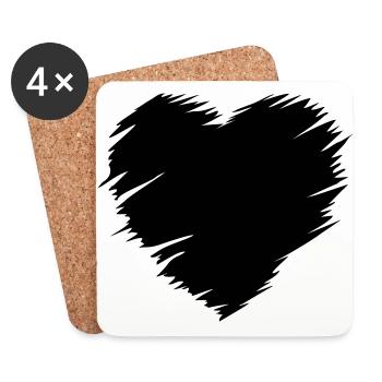 Coeur - Coeur - Dessous de verre (lot de 4) - blanc - Devant