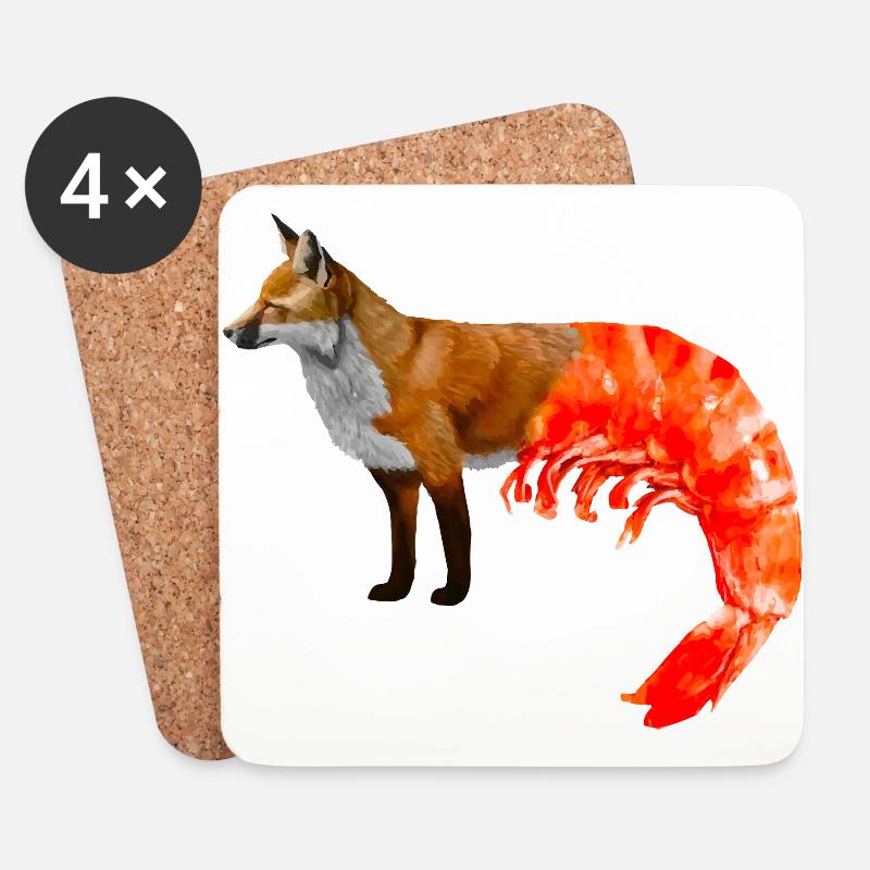 Fuchs-Shrimp-Mischung - Untersetzer (4er-Set) - Weiß