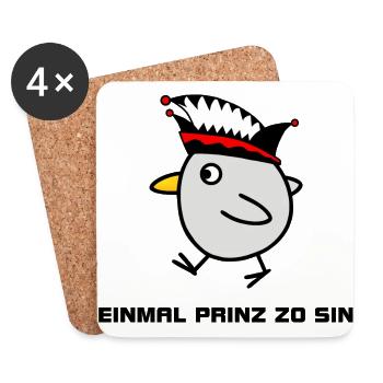 Huhn mit Narrenkappe Einmal Prinz zo sin - Untersetzer (4er-Set) - Weiß - Vorne
