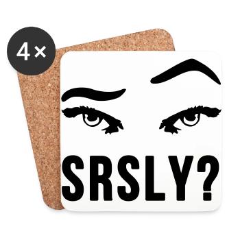 Seriously Seriously skeptical eyebrow gift - Coasters (set of 4) - white - Front