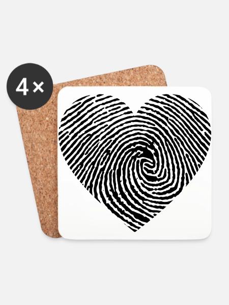 Herz aus einem Fingerabdruck - Untersetzer (4er-Set) - Weiß