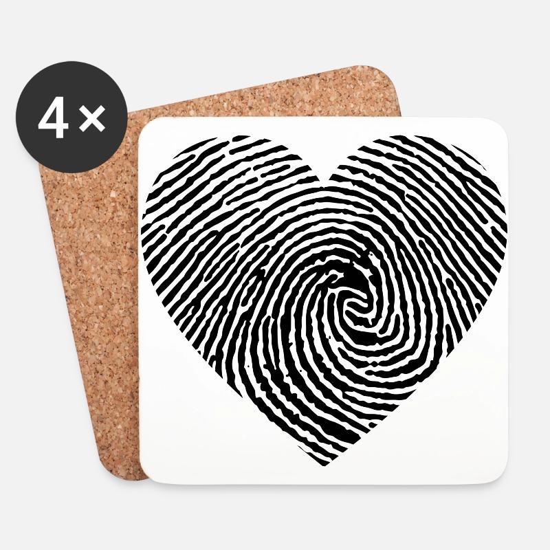 Herz aus einem Fingerabdruck - Untersetzer (4er-Set) - Weiß