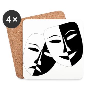 Theater Masken - Coasters (set of 4) - white - Front
