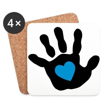 baby - hand - handprint - heart - Coasters (set of 4) - white - Front