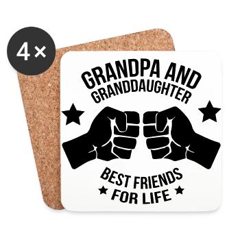 Grand-père et sa petite fille meilleur ami - Dessous de verre (lot de 4) - blanc - Devant