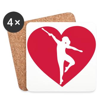 heart heart sports twirling baton7 - Coasters (set of 4) - white - Front