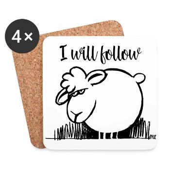 I Will Follow BLACK - Dessous de verre (lot de 4) - blanc - Devant
