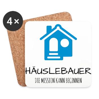 Häuslebauer Haus Bauherr Geschenk Idee - Untersetzer (4er-Set) - Weiß - Vorne