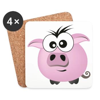 Schweinchen - Untersetzer (4er-Set) - Weiß - Vorne