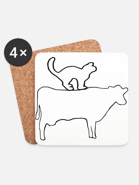 Cat Cow - Coasters (set of 4) - white