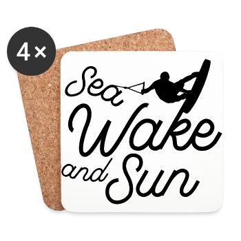 Sea wake and sun - Coasters (set of 4) - white - Front