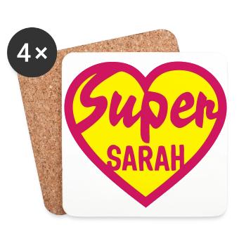 heart heart super sarah - Coasters (set of 4) - white - Front