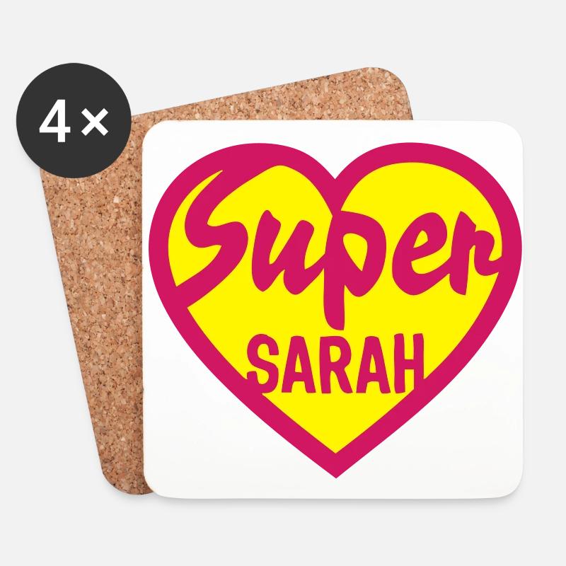 Herz Herz Super sarah - Untersetzer (4er-Set) - Weiß