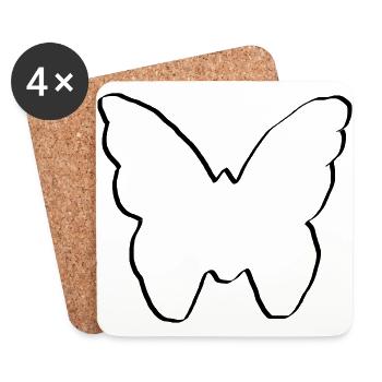papillon dessin cadeau anniversaire bébé - Dessous de verre (lot de 4) - blanc - Devant