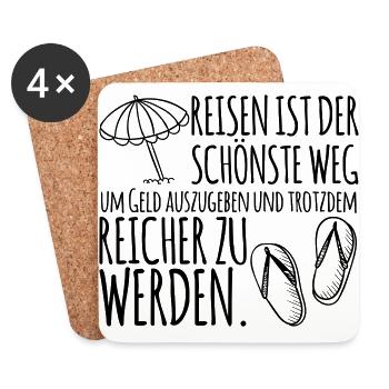 Travel Quote: spend money and get richer - Coasters (set of 4) - white - Front