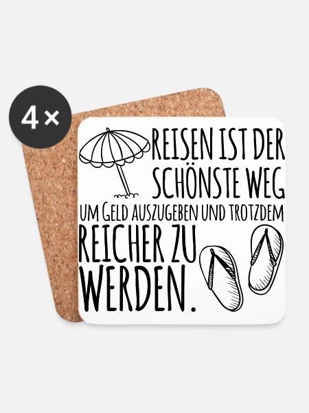Reise Zitat: Geld ausgeben und reicher werden - Untersetzer (4er-Set) - Weiß