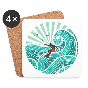 Surfer turquoise - Dessous de verre (lot de 4) - blanc - Devant