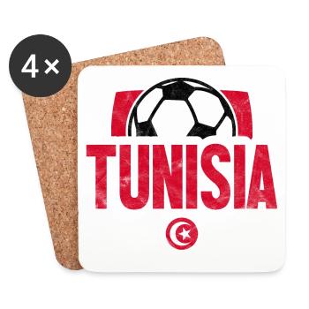 Cadeau de T-shirt d'équipe de football de la Tunisie - Dessous de verre (lot de 4) - blanc - Devant