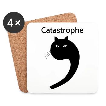 Katze als Apostroph lustige Typografie Catastrophe - Untersetzer (4er-Set) - Weiß - Vorne