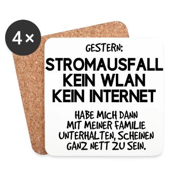 Stromausfall kein Wlan kein Internet Familie - Untersetzer (4er-Set) - Weiß - Vorne