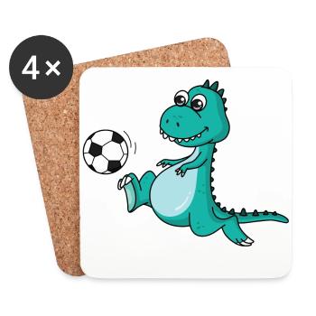 Dino football doux-cadeau pour enfant - Dessous de verre (lot de 4) - blanc - Devant
